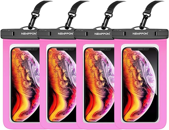 4 Pack 8.5“ Waterproof Cell Phone Pouch - Underwater Dry Bag Case Lanyard - Water Proof Clear Holder Protector for iPhone 16 15 14 Pro Max Plus Samsung Galaxy S25 S24 Ultra Note for Beach Swimming