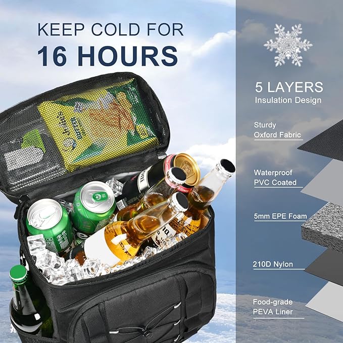 33 Cans Insulated Backpack Cooler - Leakproof Waterproof Lightweight Soft Coolers Bag for Camping Picnic Hiking Beach and Lunchbox Backpacks Bags-Leak Proof Ice Chest Back Pack