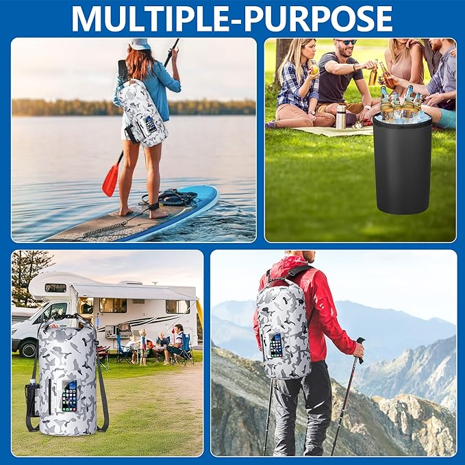 Smasrob 30L Waterproof Dry Bag with 20L Detachable Cooler, Dry Bag Cooler Backpack with Phone Pocket and Bottle Pouch, Suitable for Kayaking, Boating, Camping and Water Activities