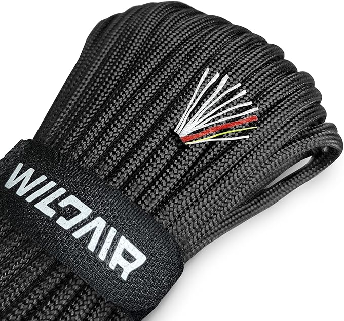 WILDAIR Paracord Survival Paracord Parachute Fire Cord Survival Ropes 4-in-1 U.S. Military Type III with Integrated Fishing Line Fire-Starter Tinder