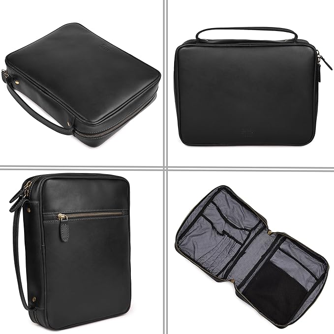LEATHER VILLAGE Handmade Vintage Leather Bible Cover for Men & Women - Large Protective Bible Case & Organizer for Church, Travel & Study Christian Religious Antique Bookmark - Black