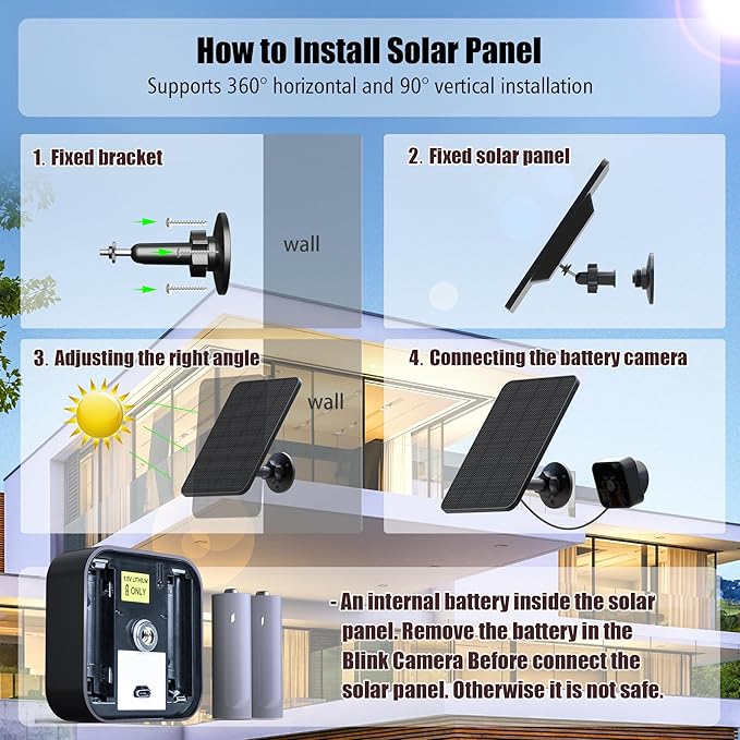 Rhorawill 4 Pack Solar Panel for Blink Outdoor 2K+/4(4th Gen)/Outdoor(3rd Gen) XT3 and XT2/XT Camera(Not Included)/Blink Outdoor Camera,Solar Panel with Mount 13.1ft Cable Rubber Plug