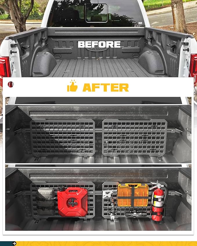 Trumgeta Front Bed MOLLE Panel Fit for 5.5 Feet Ford F150 2015-2026 Truck Storage Organizer System