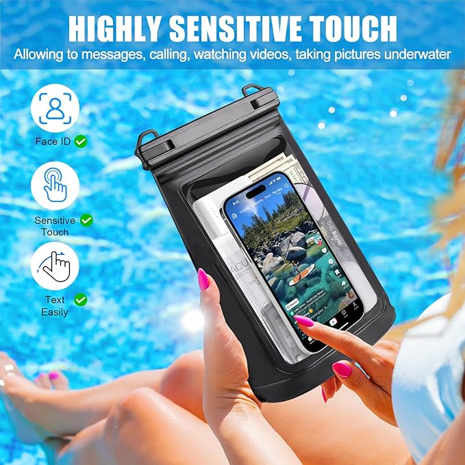 Extra Large Size Waterproof Phone Pouch - [Floating] Water Proof Pouch for iPhone Galaxy Google and More, IPX8 Waterproof Dry Bag for Beach Vacation Belongings