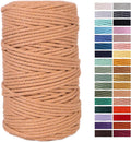 Coffee Macrame Cord 4mm x 109Yards,Colored Cotton Rope Craft Cord Colorful Cotton Cord Twine for Wall Hanging Plant Hangers Crafts Knitting Decorative Projects