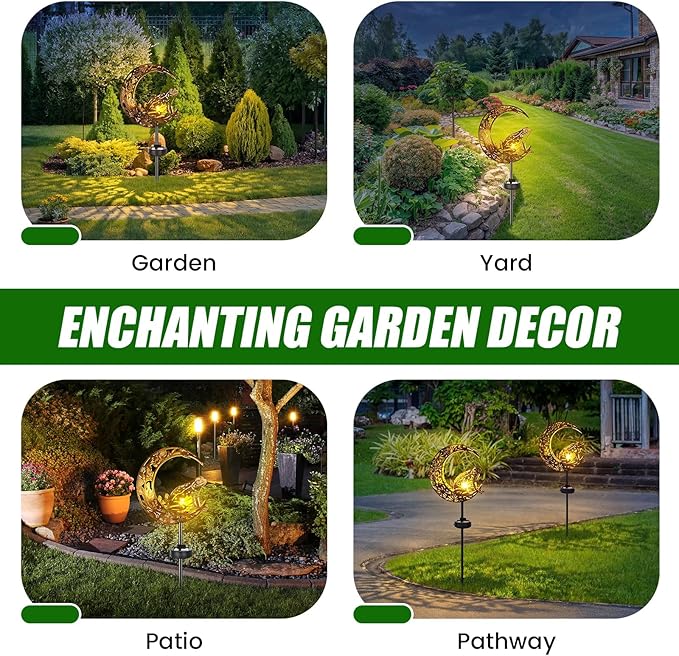 VIHOSE Solar Frog Outdoor Lights Waterproof Moon Garden Stake Lights Warm White LED Decorative Pathway Lighting for Yard, Lawn, Gifts for Mom, Women & Gardening Lovers