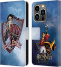 Head Case Designs Officially Licensed Harry Potter Quidditch 2 Prisoner of Azkaban II Leather Wallet Case Compatible with Apple iPhone 14 Pro