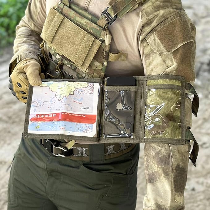 Tactical Arm Sleeve Map Pouch Case Documets Holder Wrist Case Wrist Map Holder QB Wristband Map Case Military Arm PouchTactical USA Flag Patch