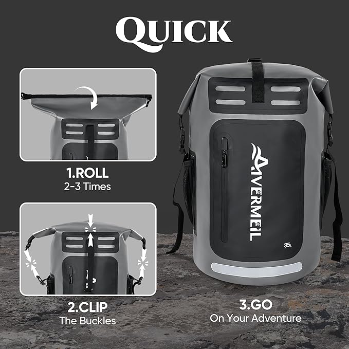 Waterproof Dry Bag with Waterproof Phone Case Grey