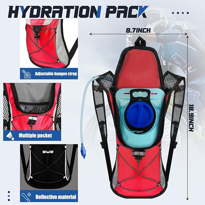 3 Pack Hydration Backpack with 2l Water Bladder,Hydration Pack with Bladder Hiking Running Cycling Biking Water Backpack Bag for Men and Women
