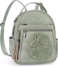 Mini Backpack Purse for Women,Embossed Leather Small Backpack Fashion Travel Backpacks Daypacks Shoulder Handbag (GREEN-Rabbit)