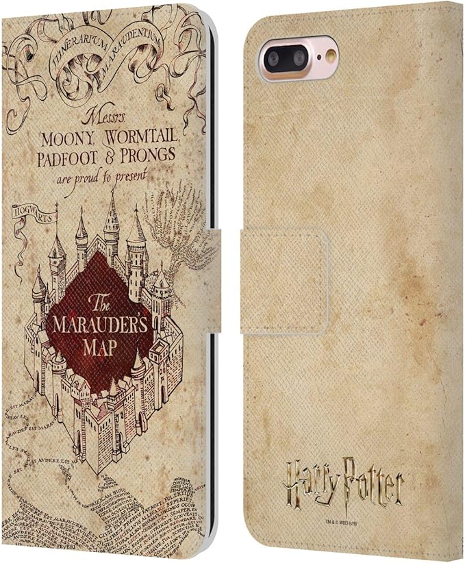 Head Case Designs Officially Licensed Harry Potter The Marauder's Map Prisoner of Azkaban II Leather Wallet Case Compatible with Apple iPhone 7 Plus/iPhone 8 Plus