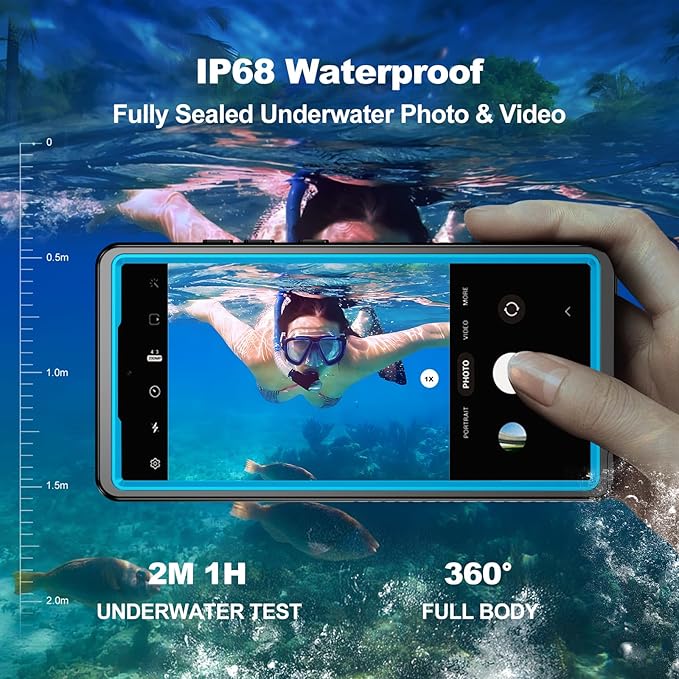 for Samsung Galaxy S24 Ultra Waterproof Case with Magsafe, Built-in Magnetic & Screen Protector, IP68 Certified Full Body Shockproof, for Water Sports Underwater Photography, 6.8" Blue
