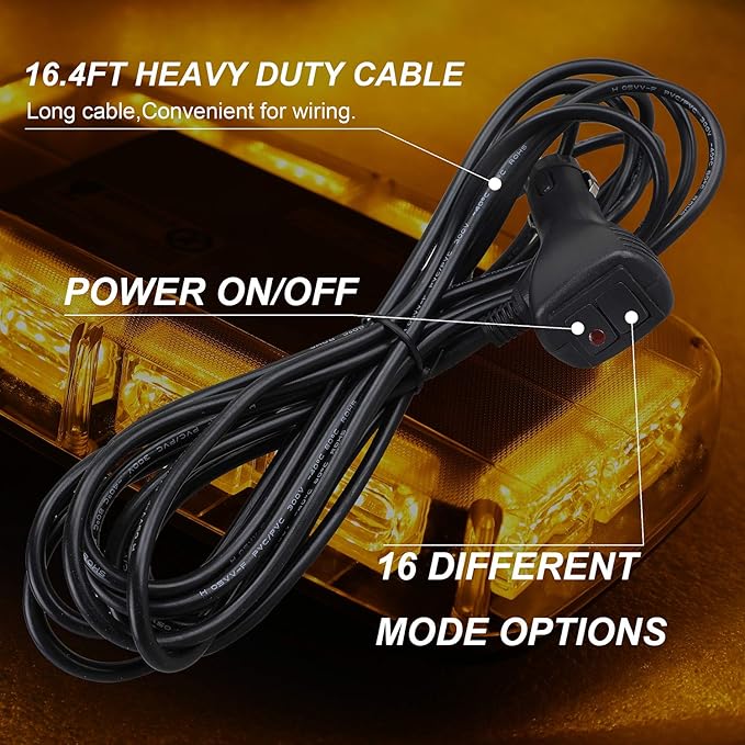 ASPL [Upgraded 5] 48LED Roof Top Strobe Lights, High Visibility Emergency Safety Warning LED Mini Strobe Light bar with Magnetic Base for 12-24V Snow Plow, Trucks, Construction Vehicles (Amber)