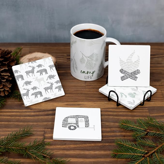 Pavilion Gift Company - Camp Life - 18 oz Coffee Tea Mug Camp Life Camping Cabin Forest Outdoors Drinkware Kitchenware