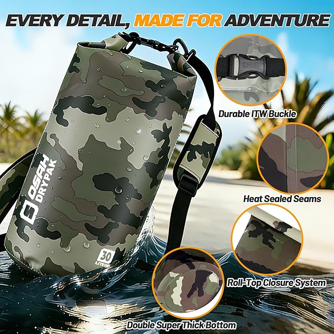 Waterproof Dry Bag, 5L/10L/20L/30L/40L Roll Top Lightweight Storage Backpack with Phone Case for Women & Men, Floating Waterproof Sack for Travel, Swimming, Kayaking, Paddle Board, Camping & Beach