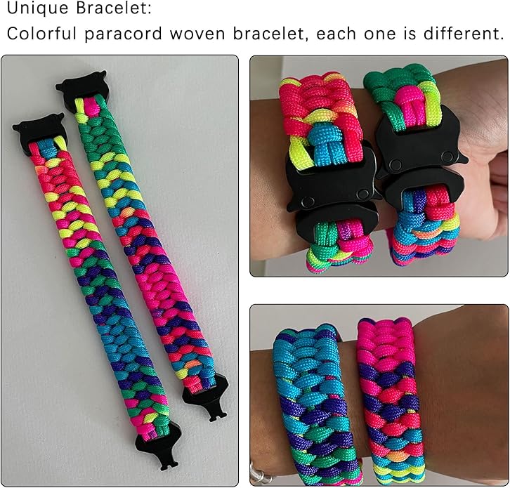 Parachute Cord Bracelets Trilobite Weaved Paracord Bracelet with Side Release Buckle 8.7 inch Black Bracelet for Men Women 1 Set