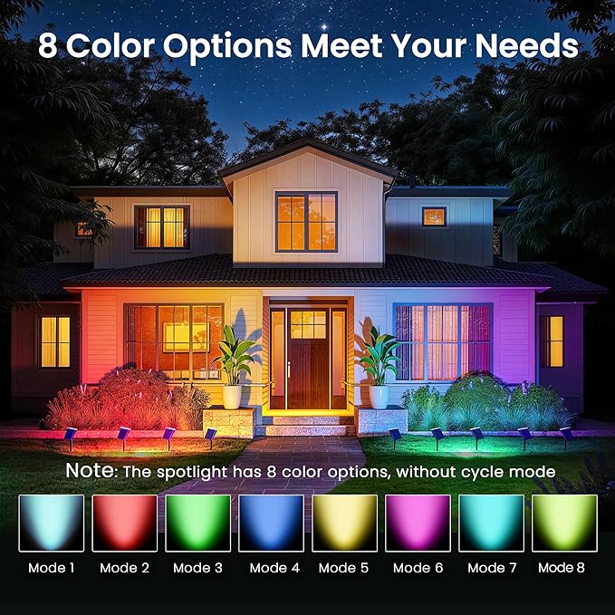 Color Changing Solar Spot Lights Outdoor Waterproof IP65,9 Lighting Modes Multicolor RGB Christmas Spotlight for Porches Yard Gardens Landscape Deconrations-4 Pack