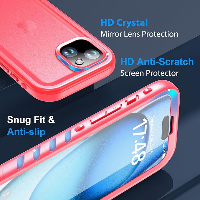SPORTLINK for iPhone 15 Case - IP68 Waterproof Military Protective Full Body Heavy Duty Shockproof 360 Sealed Dustproof with Camera Screen Protector Phone Cover for i Phone 15 6.1" Pink