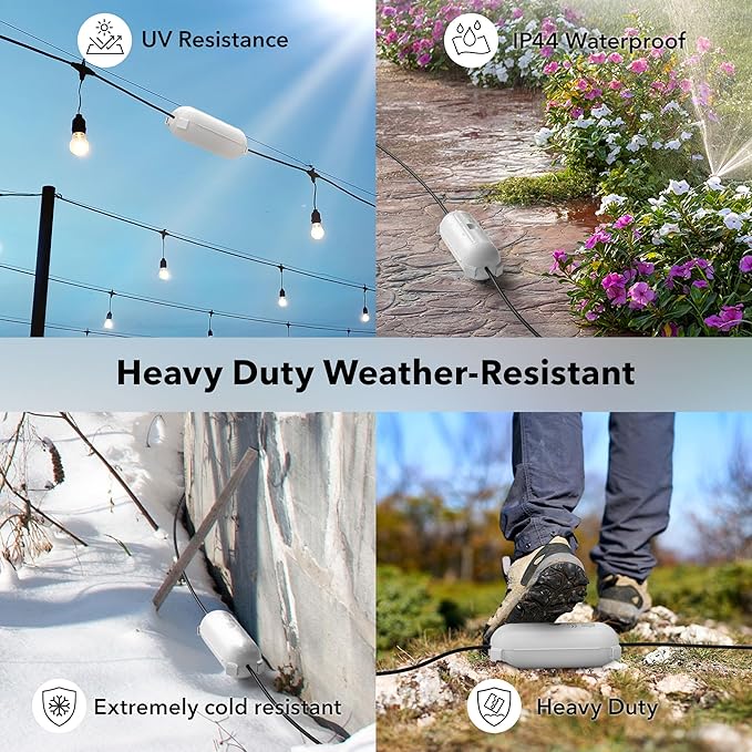 [2 Pack] Outdoor Extension Cord Safety Cover, BN-LINK Outdoor Plug Protector Waterproof, Electrical Connection Box for Holiday String Lights & Tools, White