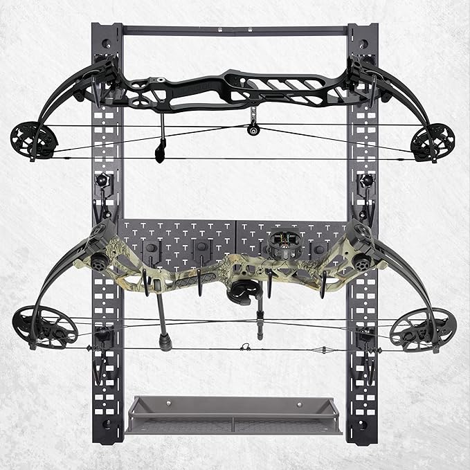 Adoreal Modularity Gun Wall Mount, Hold Up 120LBS Gun Rack for Wall with 10 Mounting J-Hooks, Rifle Shotgun Rack with Additional Storage, 31.8" x 22" Tactical Gear Wall Mount, Functional Gun Racks