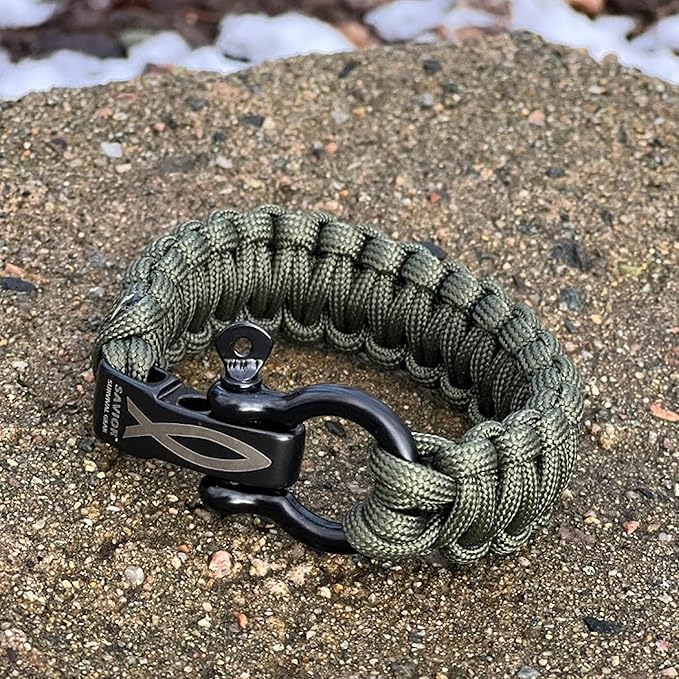 Savior Survival Gear Paracord Bracelet with Stainless Steel Adjustable Shackle