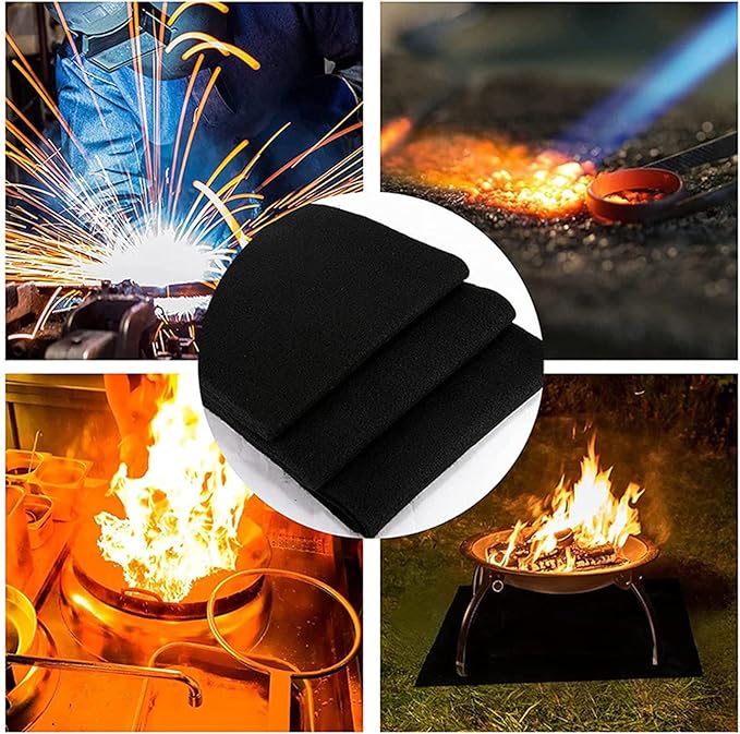 24 x 24 inches Fire Blanket for Heat Resistant Welding Blanket Flame Retardant Carbon Felt Barbecue Mat Outdoor Emergency Fireproof Mat for Grill, Stove, BBQ