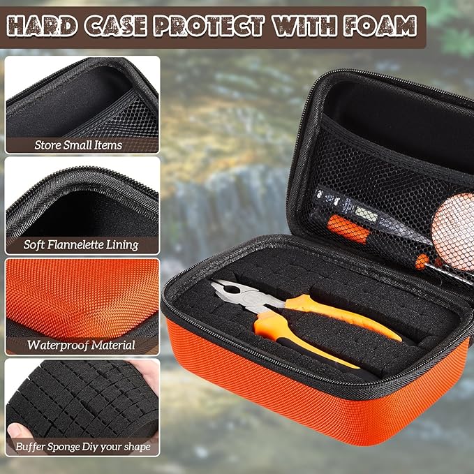 Relaxweex EVA Hard Case with Customizable Foam 11 x 7.8 x 4.3 Inch Protective EVA Carrying Case Shockproof Outdoor for Camera, Digital Products, Electronic Instruments with Knife, Orange