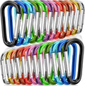 STURME 2" Aluminum D Ring Carabiners Clip D Shape Spring Loaded Gate Small Keychain Carabiner Clip Set Outdoor Camping Mini Lock Snap Hooks Spring Link Key Chain Durable Improved 24 PCS