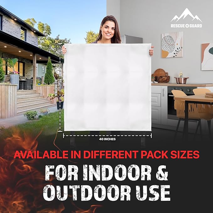 Fire Blanket 1 Pack 40”x40” - Fire Blankets Emergency for Home and Kitchen - Emergency Blankets for Survival - Home House Safety Supplies kit Must Haves - Firemen Safety Gifts and Essential Stuff