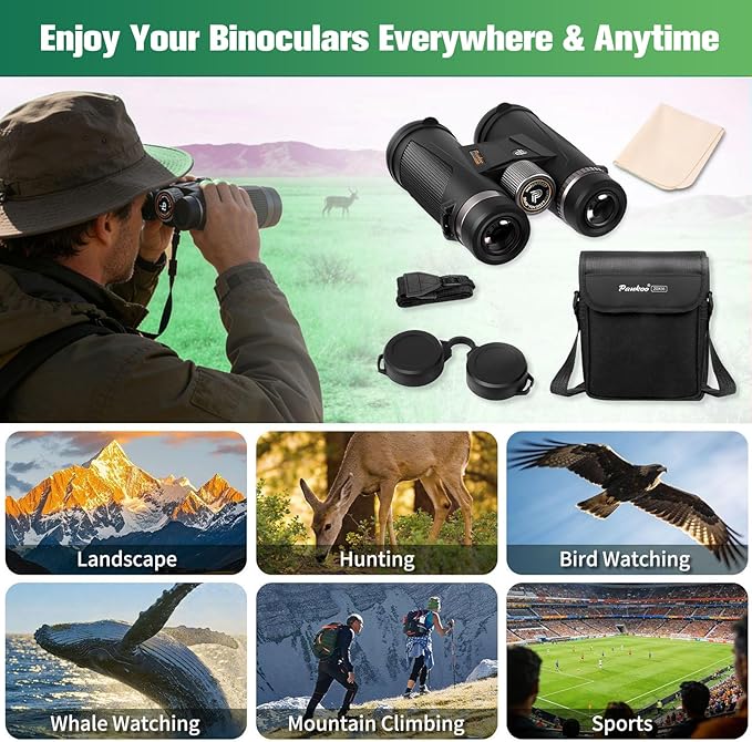 Pankoo 20x56 Binoculars for Adults High Powered - Large View Waterproof Binoculars with Clear Low Light Vision - Compact Binocular Essentials for Hunting Camping Cruise Travel Bird Watching Sports