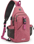 G4Free Canvas Sling Bag Crossbody Backpack with USB Charging Port & RFID Blocking, Hiking Daypack Chest Bag for Women Men