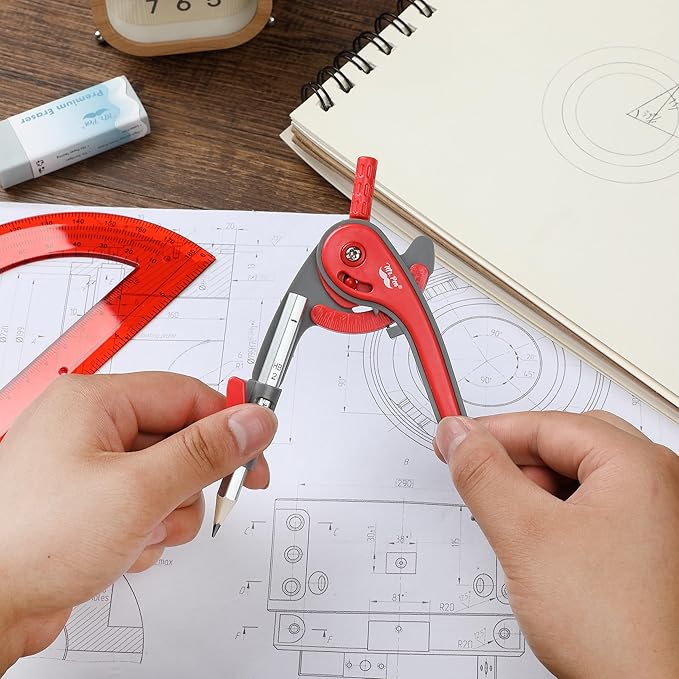 Mr. Pen- Geometry Compass and Protractor Set, 6 Inch Compass, 6 Inch Protractor, Drawing Tool for School, Clear Plastic, Easy Grip, Precision Design for Math, Art, Drafting, Architecture
