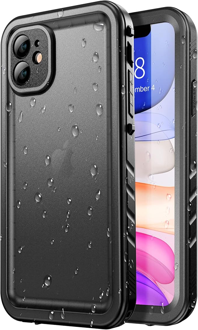SPORTLINK Waterproof Case for iPhone 11, Full Body Heavy Duty Protection Full Sealed Cover Shockproof Dustproof Built-in Clear Screen Protector Rugged Case for iPhone 11 6.1 Inch Black