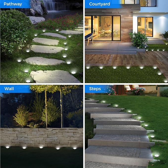 Peasur Mini Solar Ground Lights, 8 Pack Flat Solar Disc Lights Outdoor Waterproof, 2.3 Inch Small Solar Garden Lights Landscape Lighting for Outside Pathway Garden Yard Lawn Walkway,Cool White