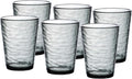 KLIFA- RIPPLE- 16 ounce, Set of 6, Acrylic Tumbler Drinking Glasses Cups, BPA-Free, Stackable Plastic Drinkware, Dishwasher Safe, Gray-Black