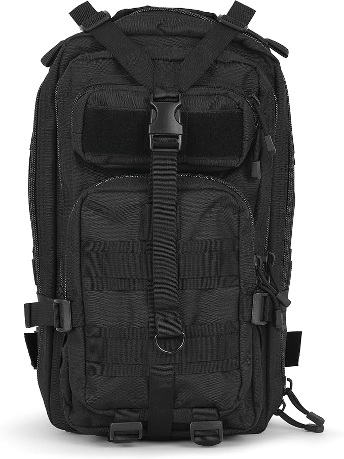 30L Black Tactical Backpack - MOLLE Military Bug Out Bag, Small Survival Rucksack & EDC Daypack for Hunting, Hiking, Camping, Travel - Outdoor Gear for Men & Women