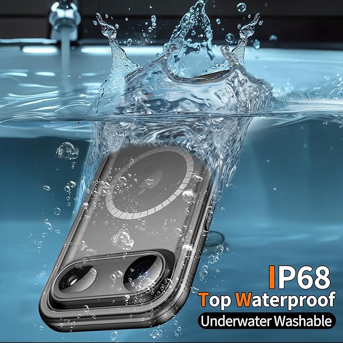 Cozycase for iPhone Air Waterproof Case Full-Body Bumper Shockproof Dustproof Cases with Built-in Screen Protector &Camera Control Compatible with MagSafe,Drop Proof Cover Frosted Black
