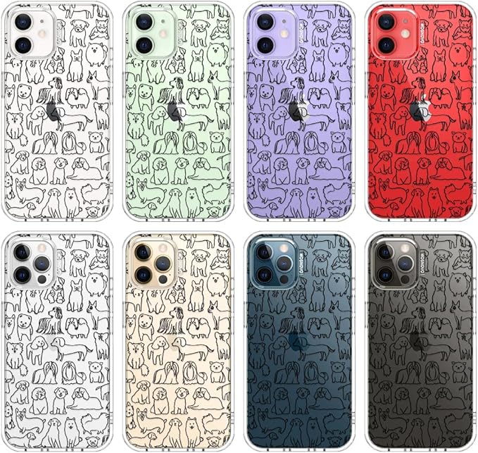 MOSNOVO Case for iPhone 12 & iPhone 12 Pro, [Buffertech 6.6ft Military-Grade Drop Protection] [Anti Peel Off Tech] Clear TPU Bumper Phone Case Cover Design - Doodle Dog
