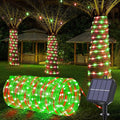 Solar Rope Lights, 33ft 100LED Solar String Lights, 8 Modes Waterproof Solar Powered Outdoor Light, Flexible Clear Tube Light for Garden Backyard Patio Deck Porch Pool Tree Christmas Decor- Red&Green