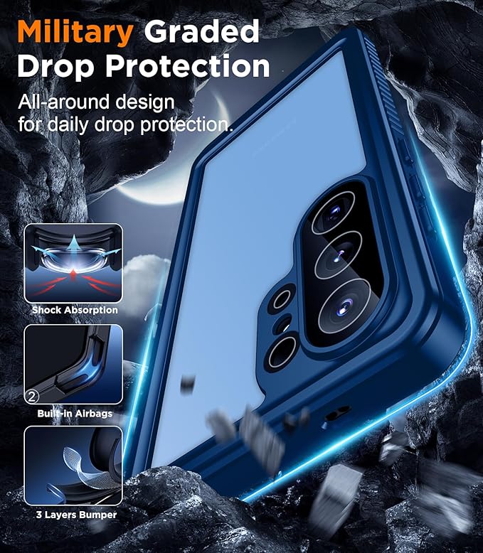Temdan Designed for Samsung Galaxy S26 Ultra Case Waterproof, Built-in Lens & Screen Protector Military Grade Shockproof Dropproof IP68 Underwater Full Body Phone Case for Galaxy S26 Ultra 6.9"-Blue