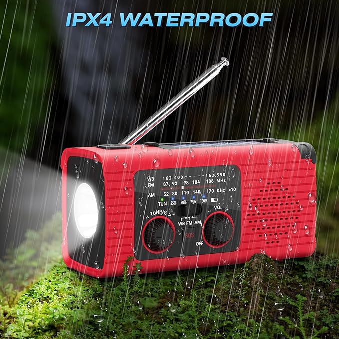 NITIGO Emergency Weather Radio NOAA AM FM WB with 4000mAh Rechargeable Radio, USB Solar Hand Crank Charging, Flashlight, SOS Alarm, Reading Lamp Portable for Outdoor Indoor Emergencies, 2 Pack