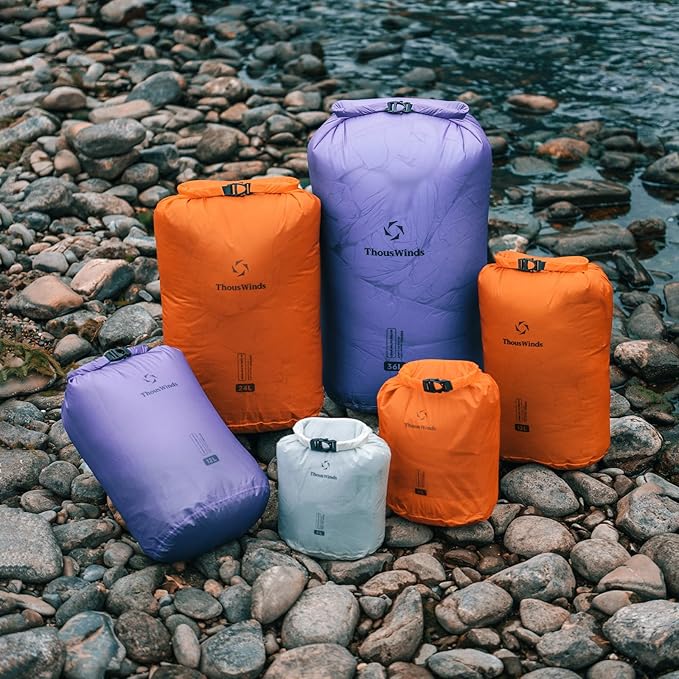 Thous Winds Heavy Duty Waterproof Dry Bag, 24L/36L Large Capacity Roll Top Dry Sack for Travel, Fishing, Motorcycle, Camping, Kayaking, Boating