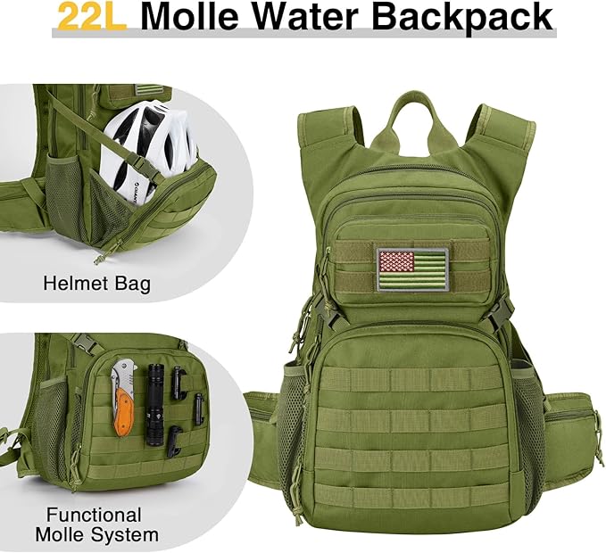 CVLIFE Hydration Backpack with 3L TPU Tactical Water Bladder, 22L Hiking Backpack for Men Women, Heavy Duty Molle Water Backpack with Multiple Compartments for Cycling Running Hunting Camping