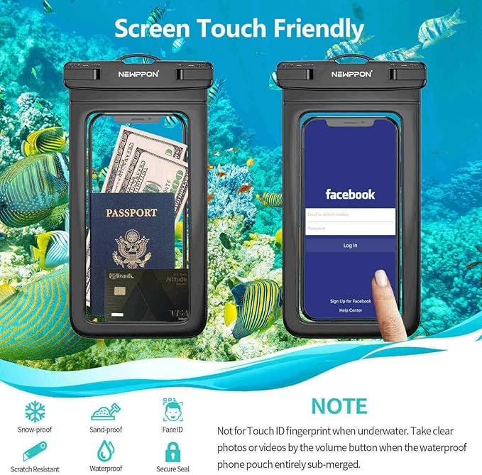 4 Pack 8.5“ Waterproof Cell Phone Pouch - Underwater Dry Bag Case Lanyard - Water Proof Clear Holder Protector for iPhone 16 15 14 Pro Max Plus Samsung Galaxy S25 S24 Ultra Note for Beach Swimming