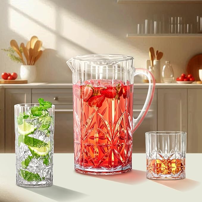 Amazing Abby - Vika - 18-Ounce Plastic Highball Glasses (Set of 6), Plastic Cocktail Glasses, Reusable, BPA-Free, Shatter-Proof, Dishwasher-Safe, Perfect for Poolside, Outdoors, Camping, and More