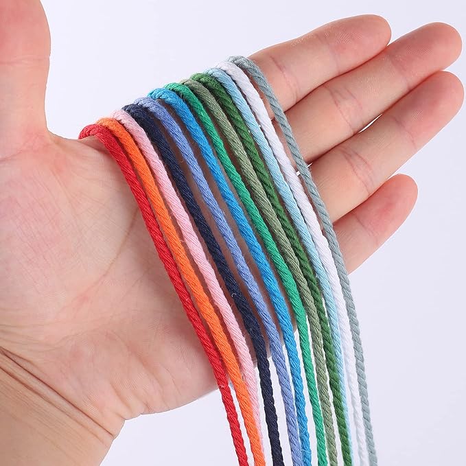 Sky Blue Macrame Cord 3mm x 109Yards,Colored Cotton Rope Craft Cord Colorful Cotton Cord Twine for Wall Hanging Plant Hangers Crafts Knitting Decorative Projects