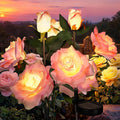 GIGALUMI Solar Lights Outdoor for Garden Decor, 3 Pack Solar Flower Lights Waterproof, 2 Lighting Modes 9 Roses for Pathway,Yard, Patio Decoration, Gardening Gifts for Women (Pink)