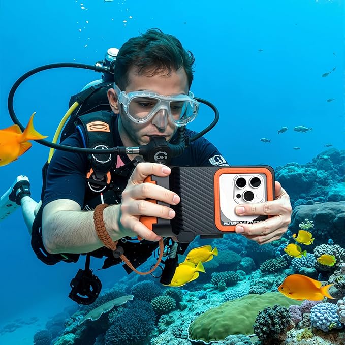 33ft Snorkeling Phone Case, Gen 4 IP68 Waterproof Housing for iPhone 16/15/14/13/12/11 Pro Max Samsung Galaxy S24/S23/S22, Touchscreen Full Protection