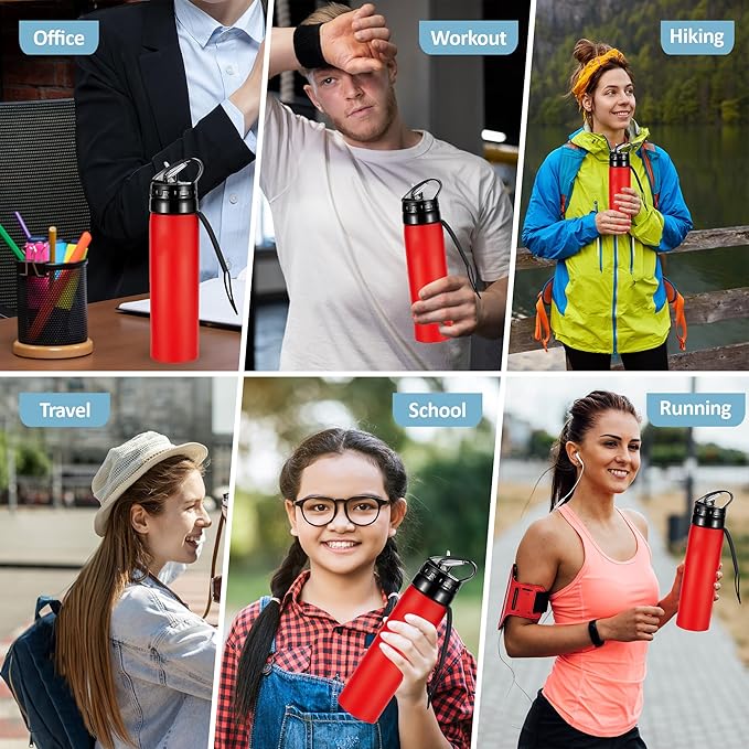 Collapsible Water Bottles 20oz, Odorless BPA-Free Silicone, Leak-Proof Foldable Reusable Bottle - Perfect for Cruise Travel Sports Gym Hiking Camping Cycling - Red